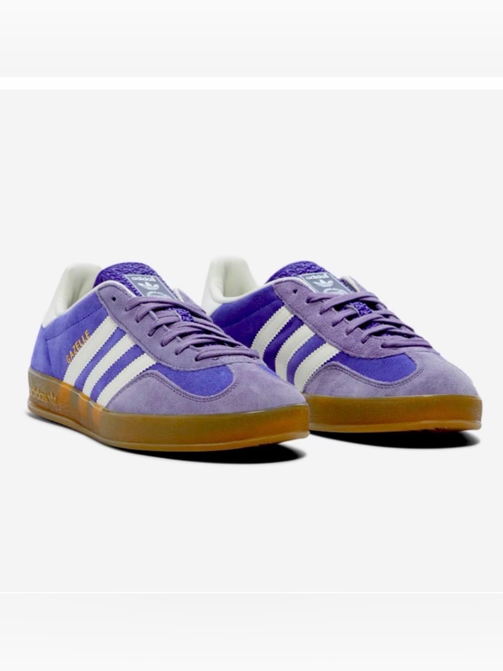 adidas Gazelle Indoor Purple Suede Sneakers with White Stripes